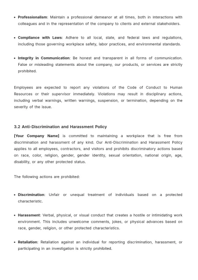 Free B2B Employee Handbook Template to Edit Online | Template.net to Edit Online
