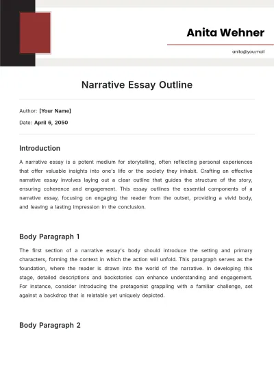 Free Narrative Essay Outline Template to Edit Online