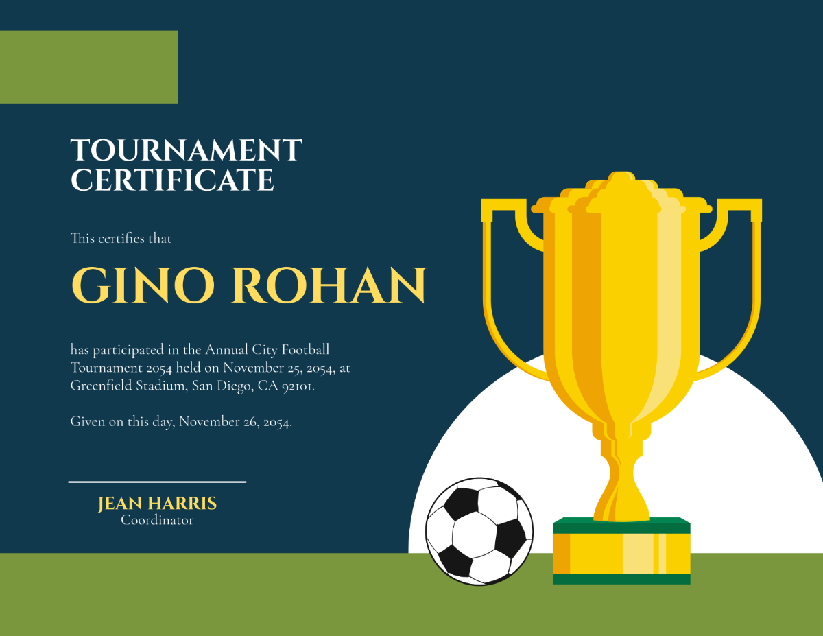 Free Football Tournament Certificate Template - Edit Online & Download