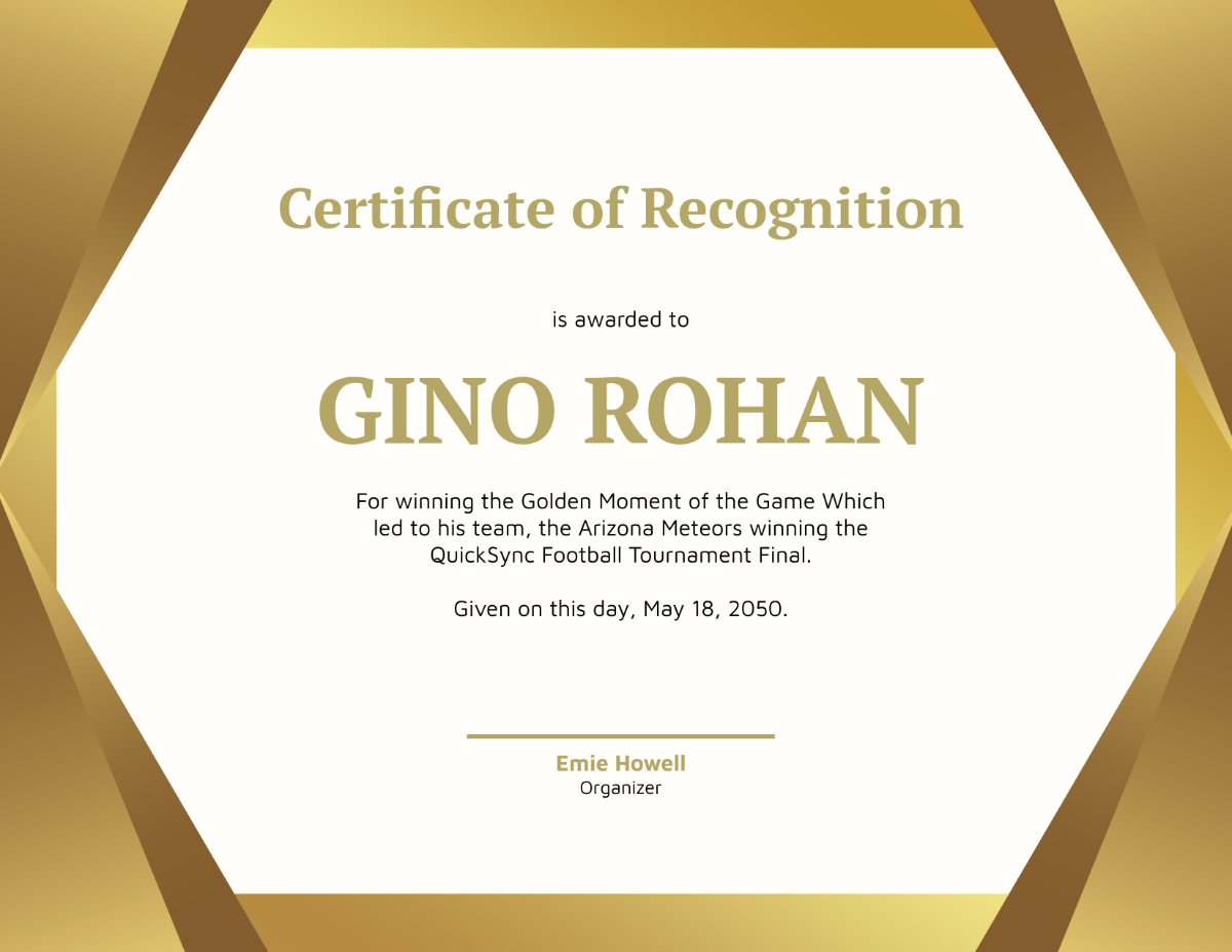 Gold Football Certificate Template - Edit Online & Download