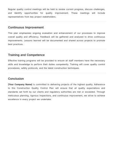 Free Sample Construction Quality Control Plan Template to Edit Online