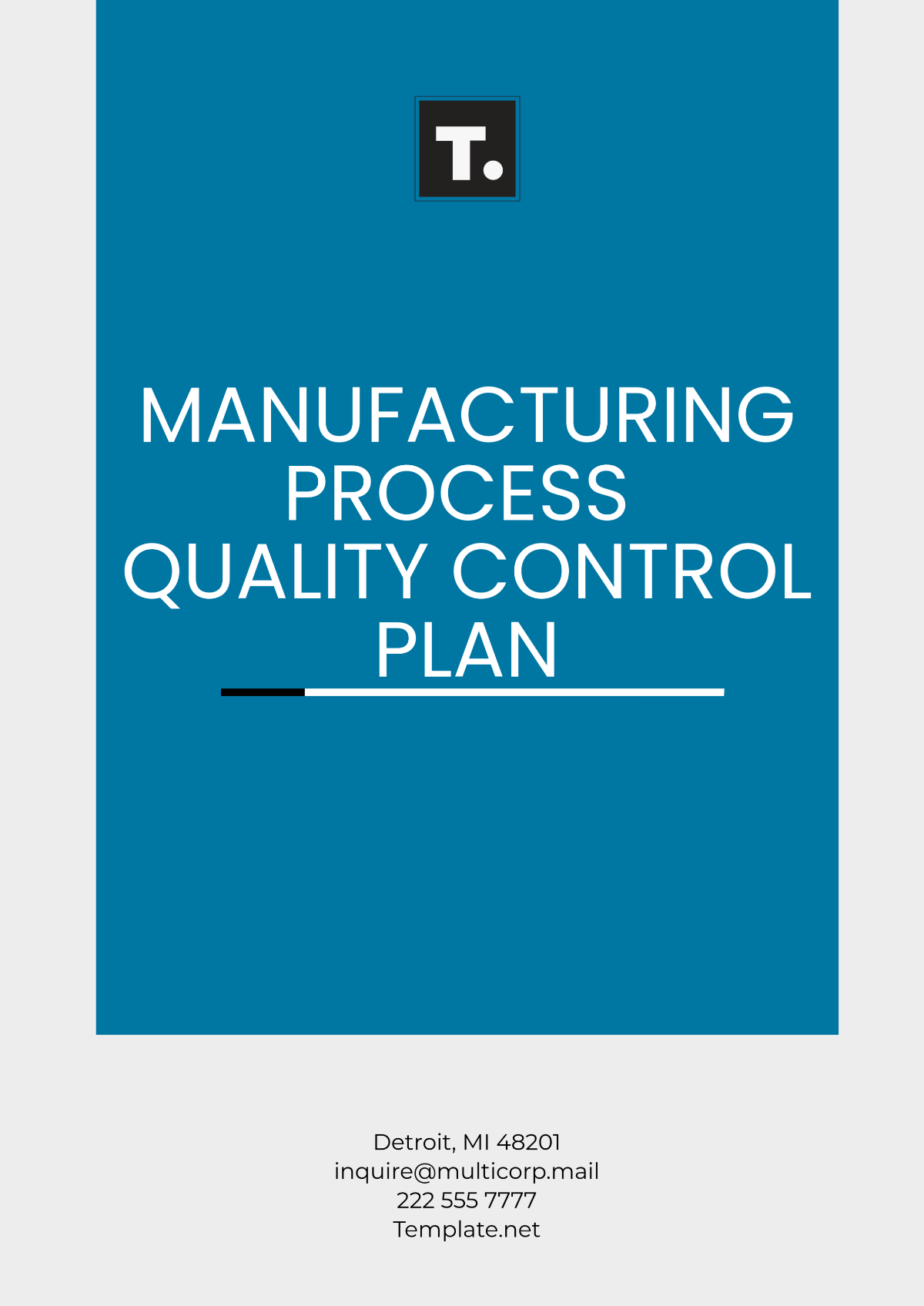 Manufacturing Process Quality Control Plan Template