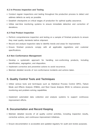 Free Manufacturing Process Quality Control Plan Template to Edit Online