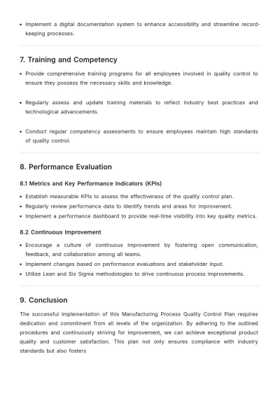 Free Manufacturing Process Quality Control Plan Template to Edit Online