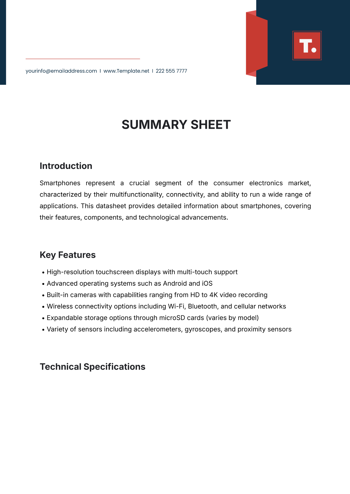 Summary Sheet Template - Edit Online & Download