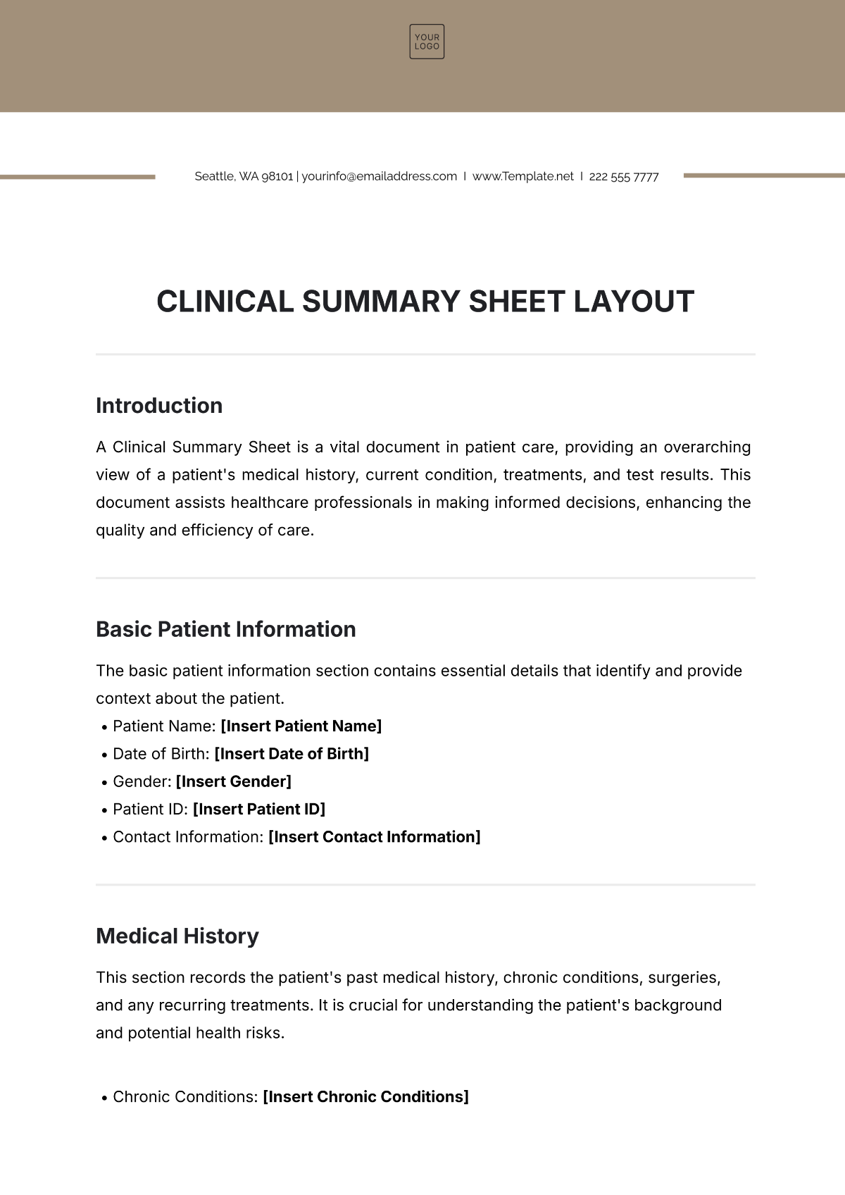 Clinical Summary Sheet Layout Template - Edit Online & Download