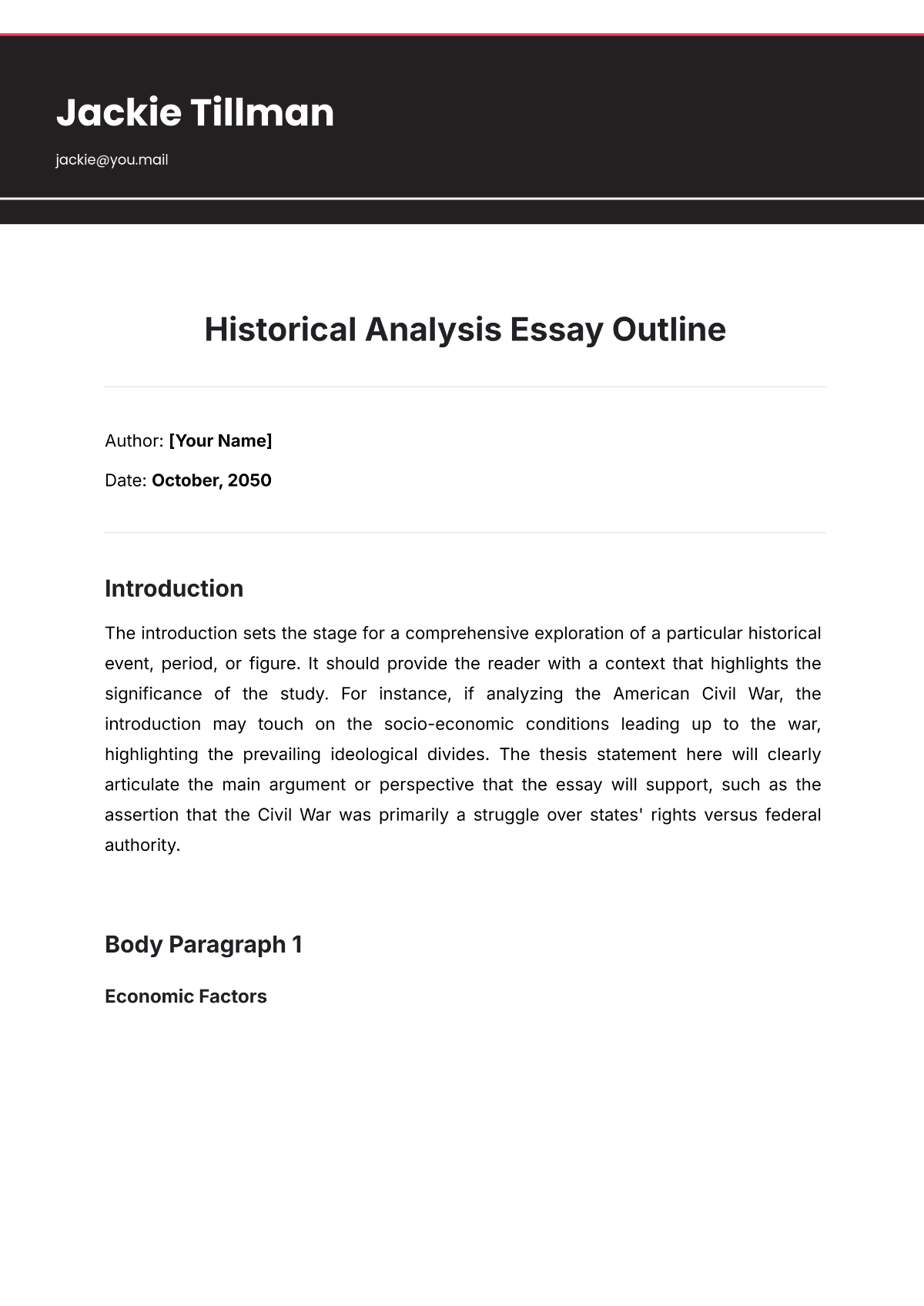 Historical Analysis Essay Outline Template - Edit Online & Download