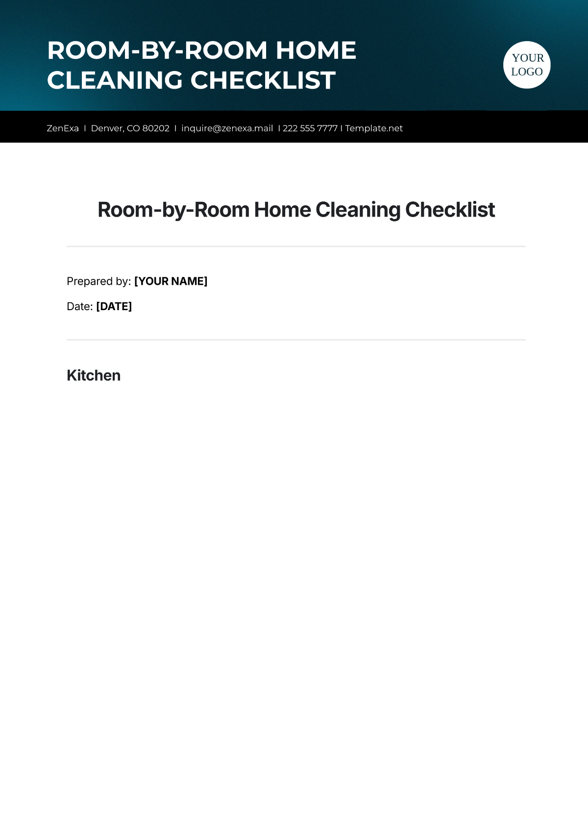 Room-by-Room Home Cleaning Checklist Template - Edit Online & Download