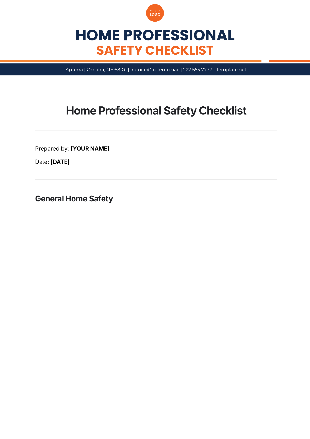 Home Professional Safety Checklist Template - Edit Online & Download