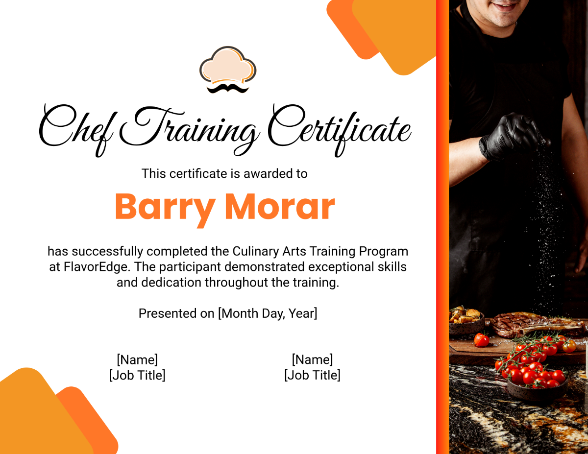 Chef Training Certificate Template - Edit Online & Download