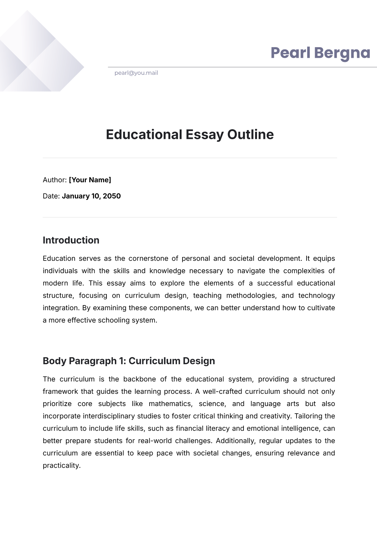 Educational Essay Outline Template - Edit Online & Download