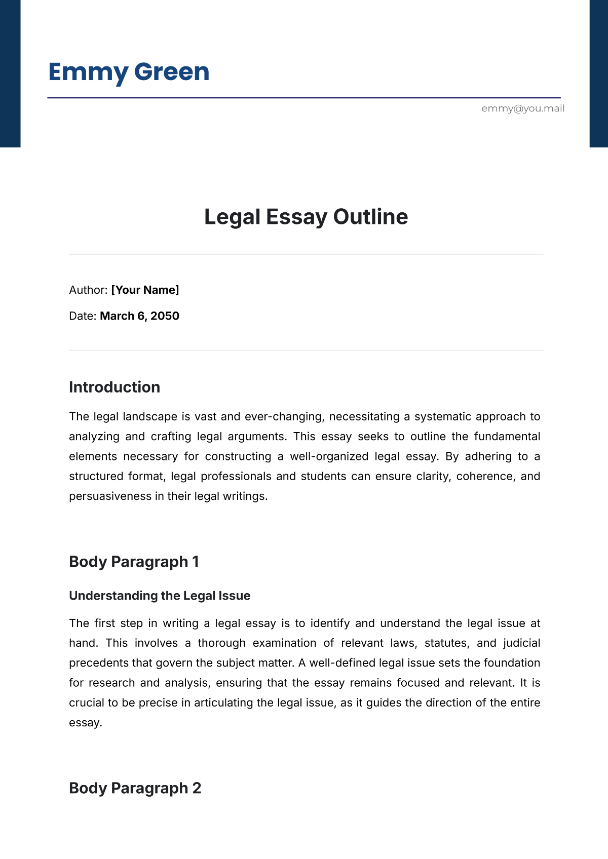 Legal Essay Outline Template - Edit Online & Download