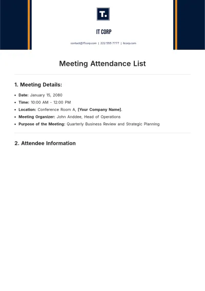 Free Meeting Attendance List Template to Edit Online