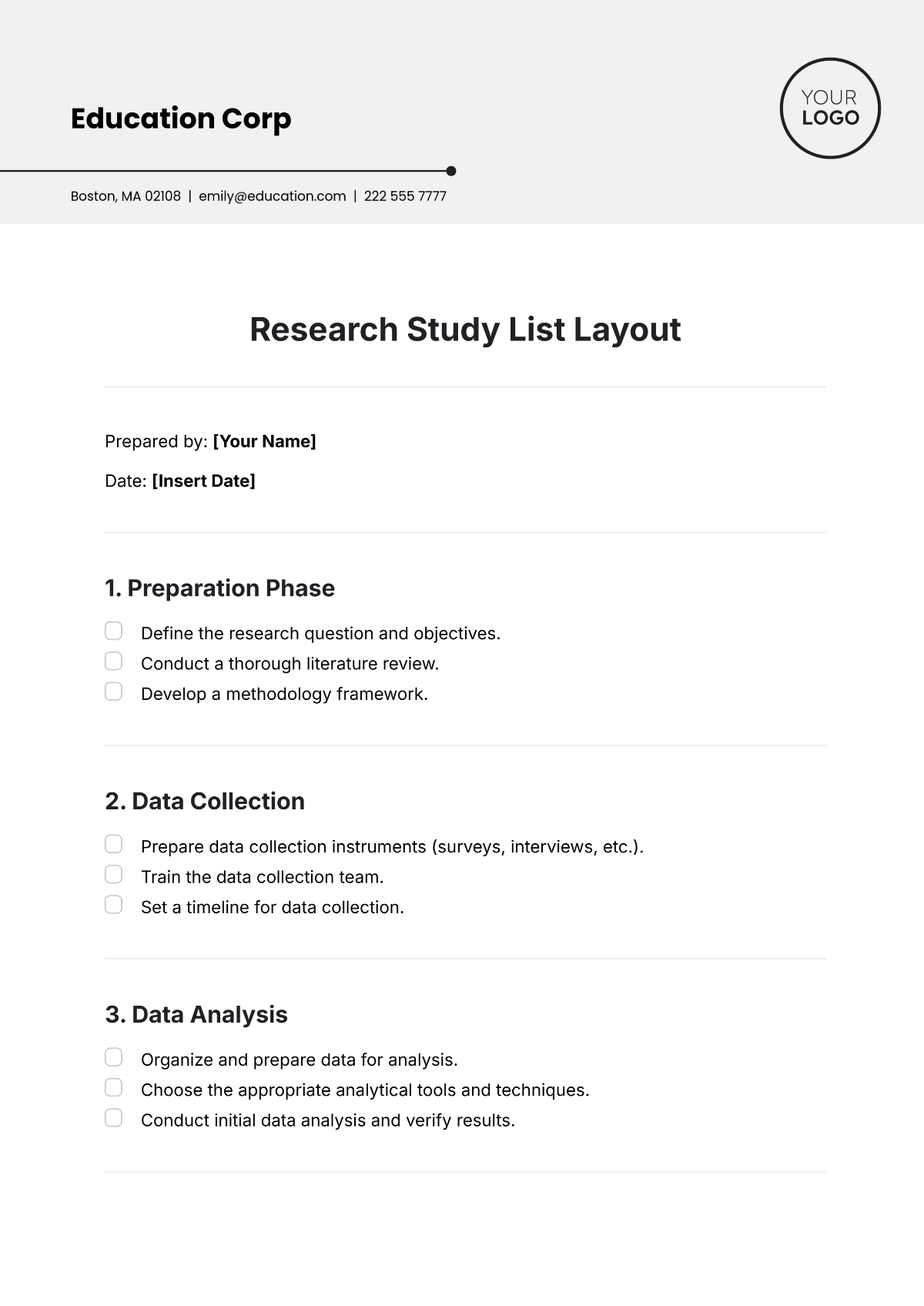 Research Study List Layout Template - Edit Online & Download