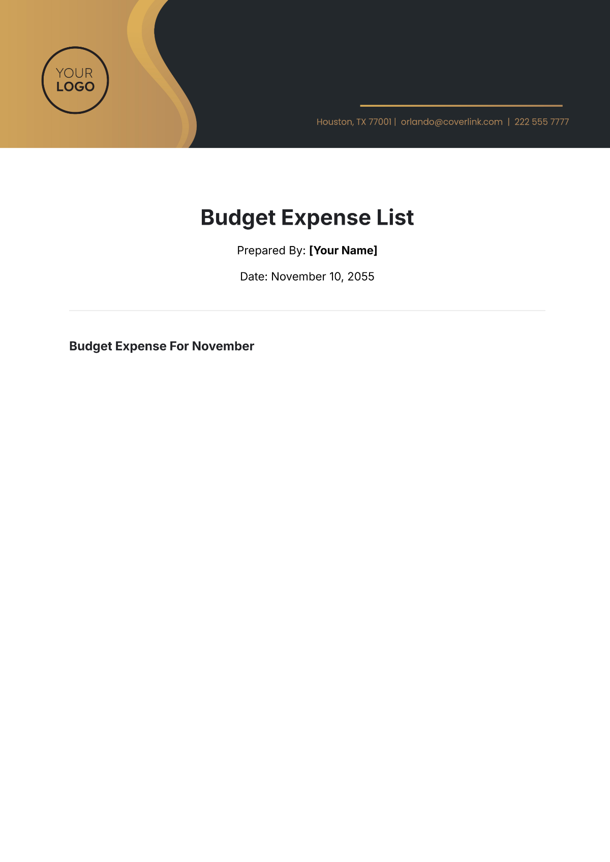 Budget Expense List Template - Edit Online & Download