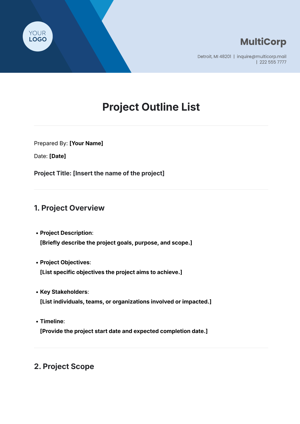 Project Outline List Template - Edit Online & Download