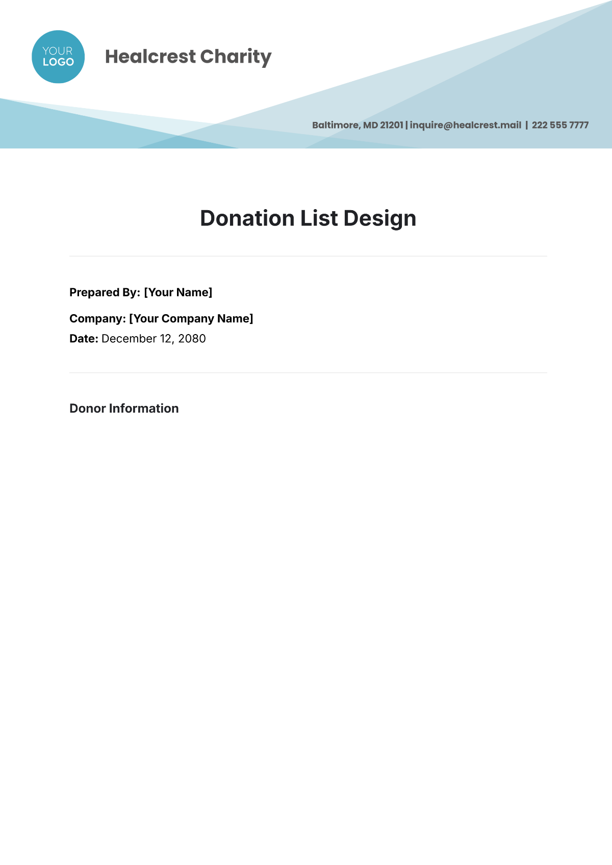 Donation List Design Template - Edit Online & Download