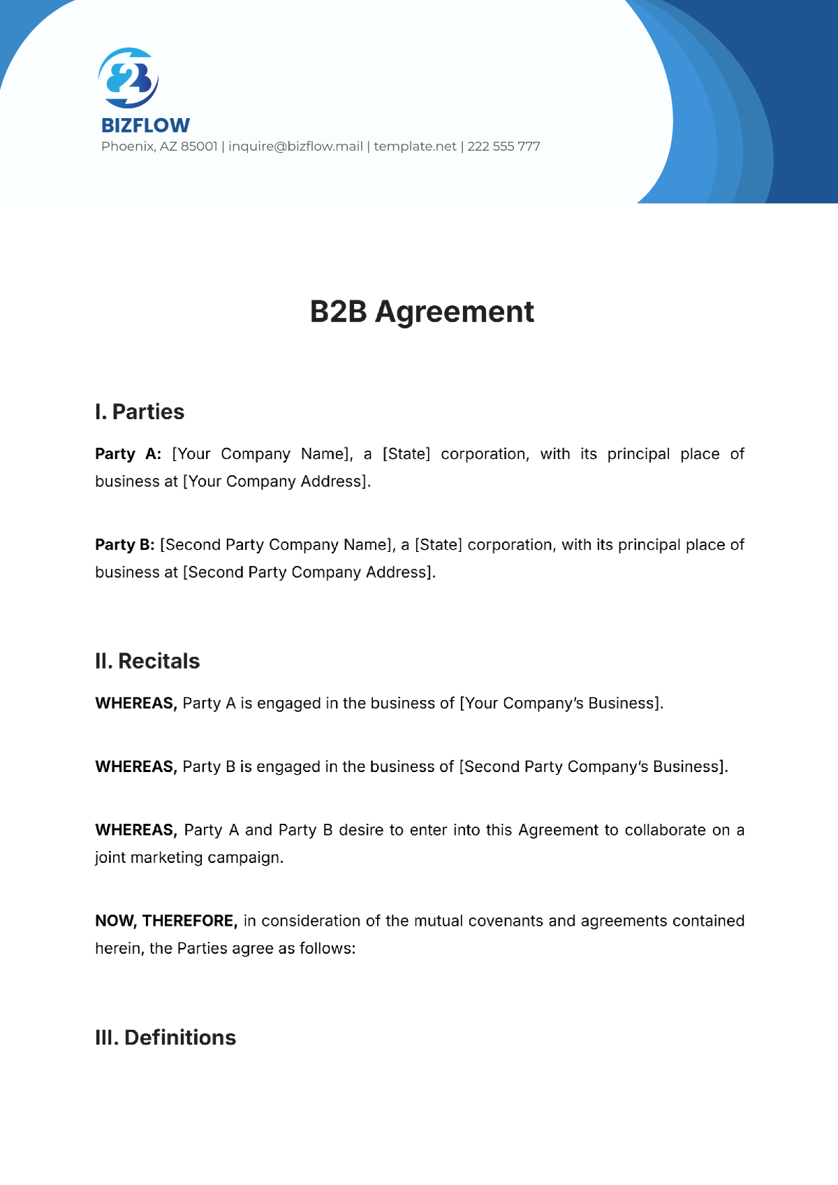 B2B Agreement Template