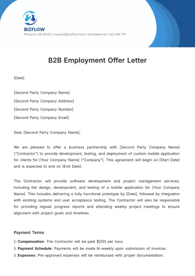 Free B2B Employment Offer Letter Template to Edit Online