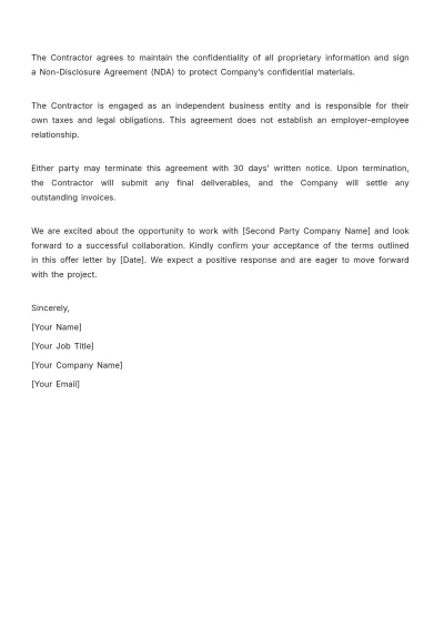 Free B2B Employment Offer Letter Template to Edit Online