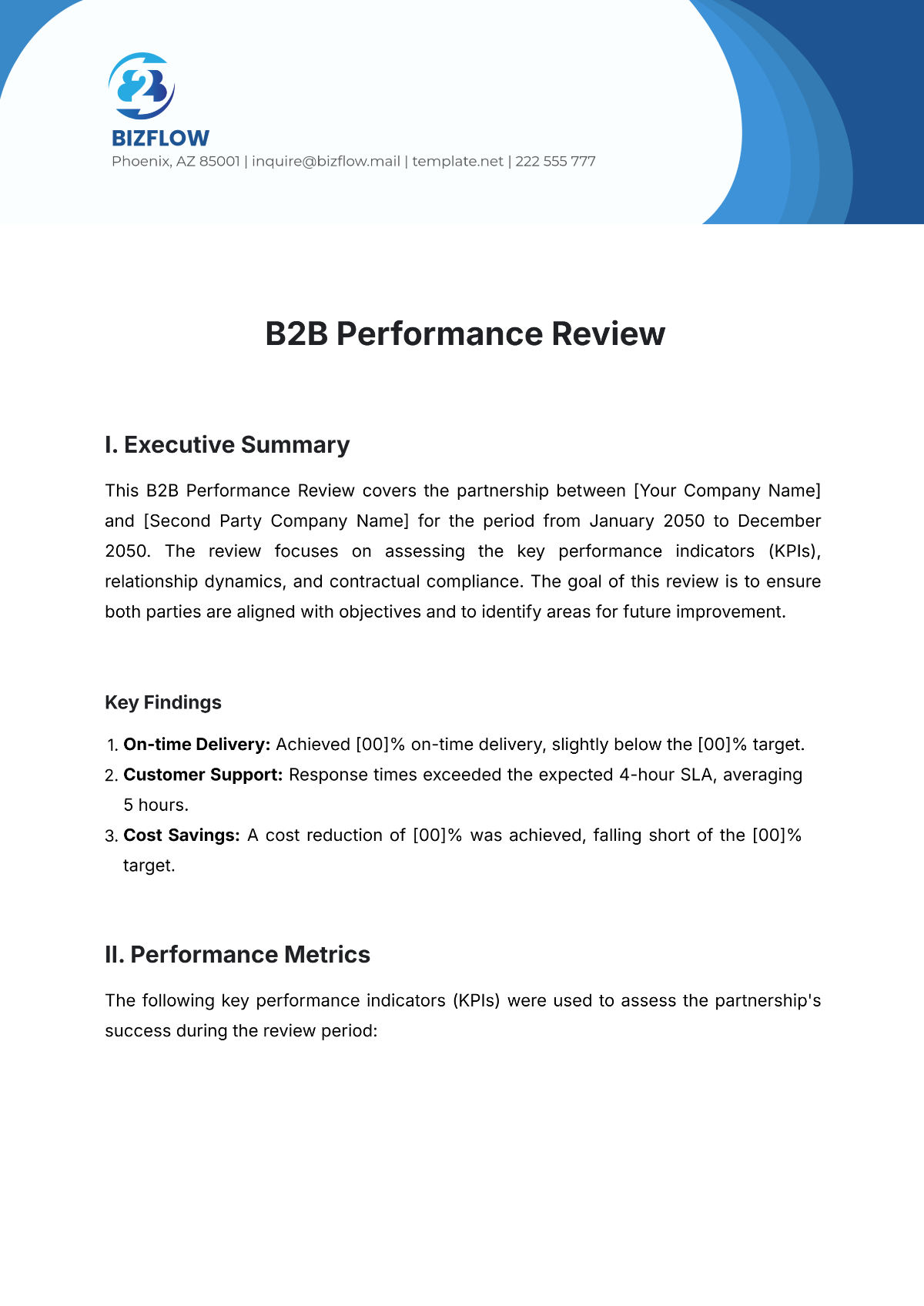 B2B Performance Review Template