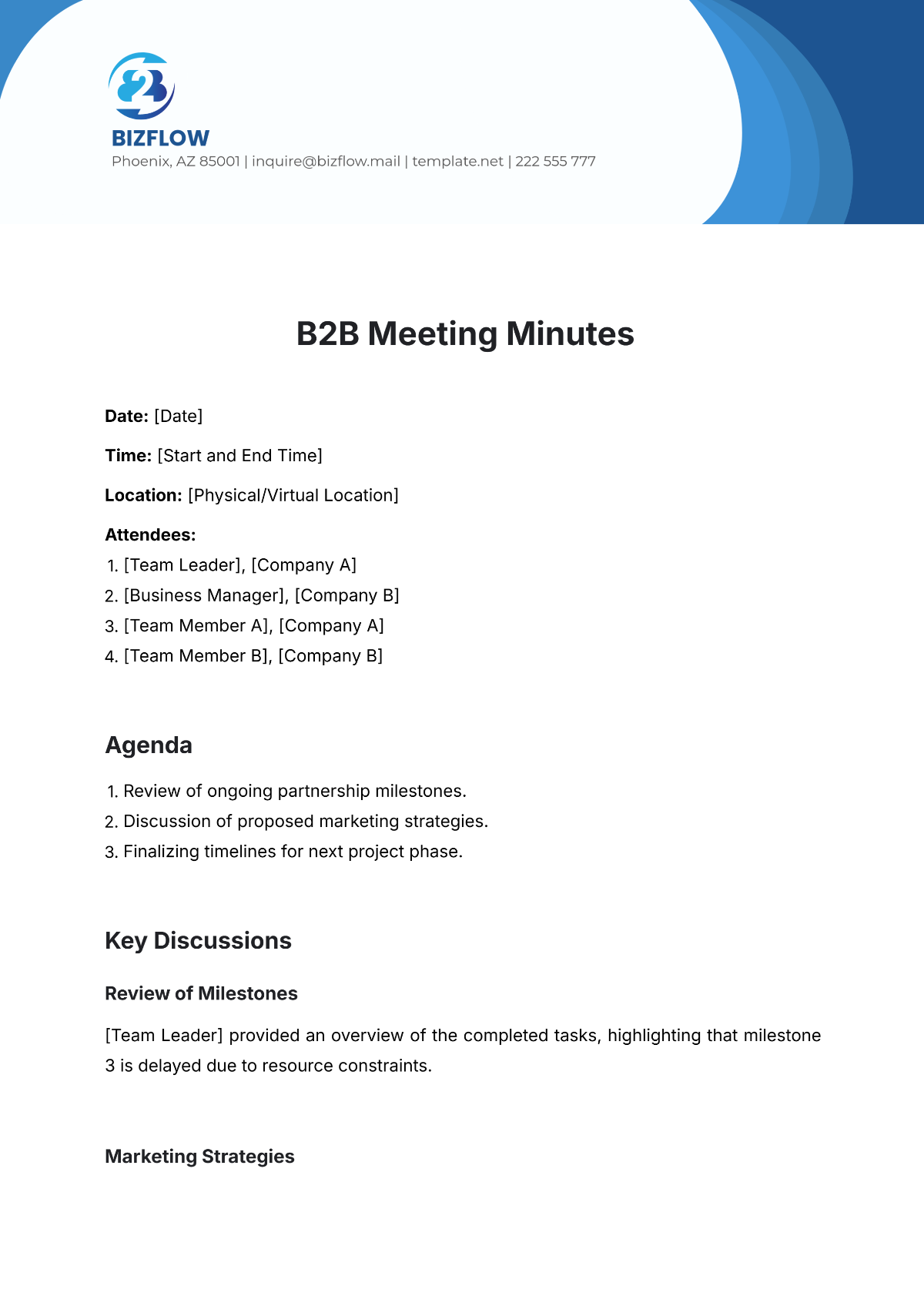 B2B Meeting Minutes Template - Edit Online & Download