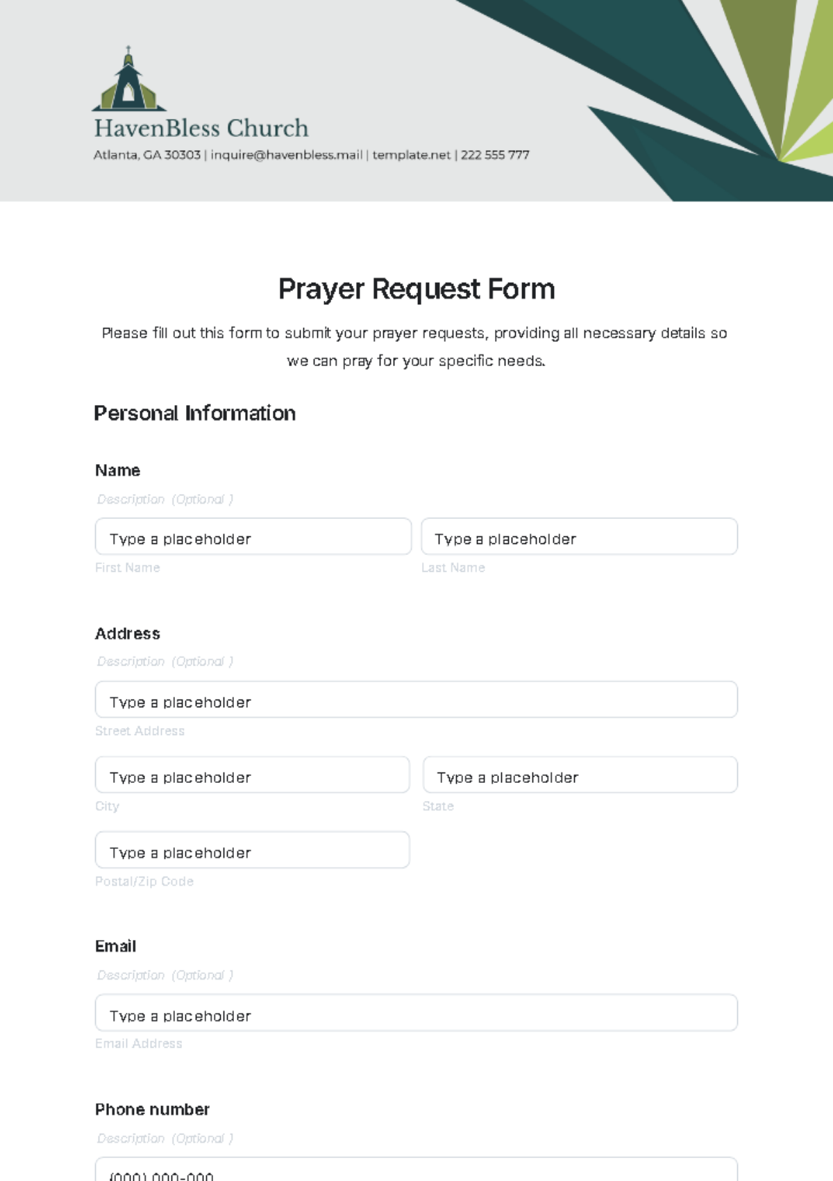 Prayer Request Form Template - Edit Online & Download