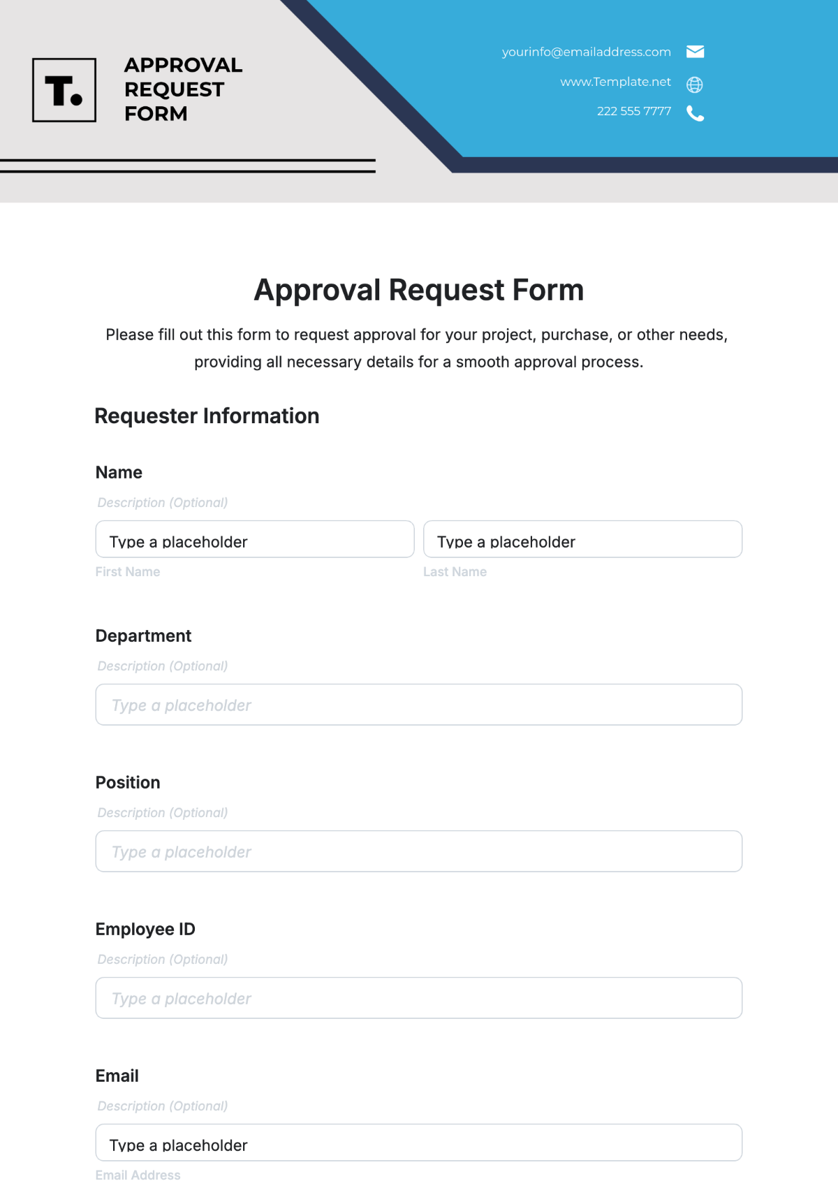 Free Approval Request Form Template to Edit Online