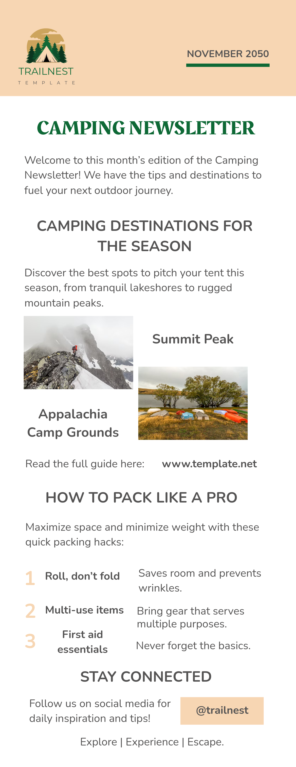 Camping Newsletter Template - Edit Online & Download