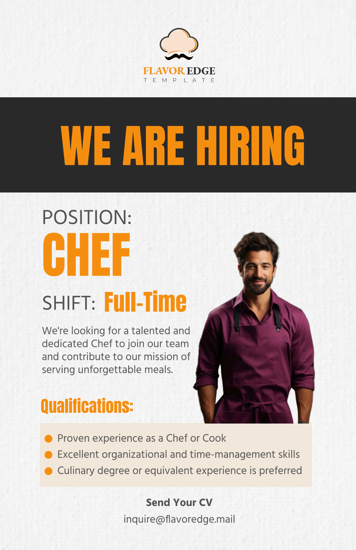 Chef Job Poster Template - Edit Online & Download