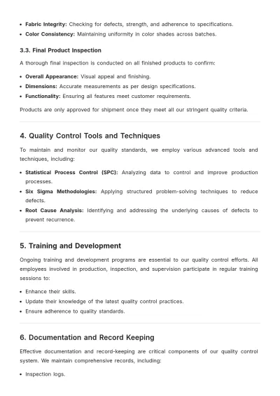 Free Textile and Apparel Quality Control Plan Template to Edit Online
