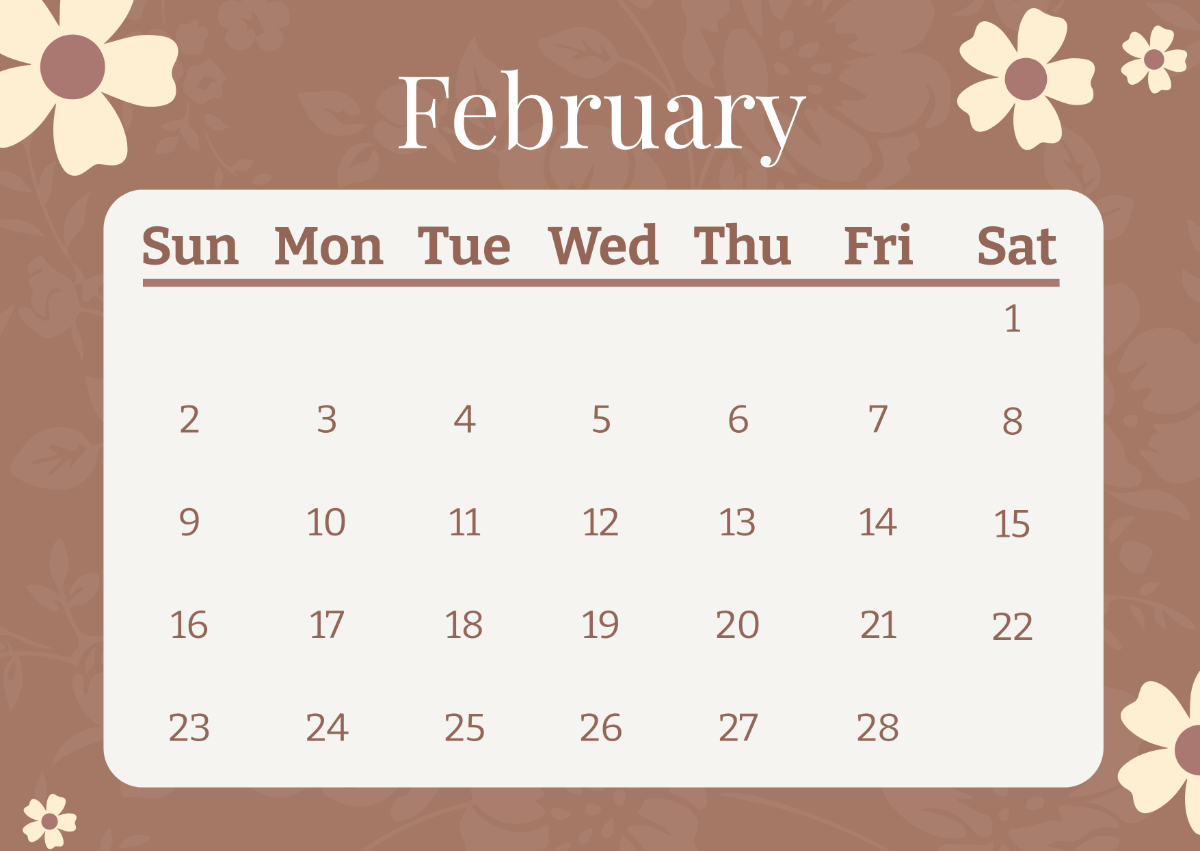 Aesthetic February 2025 Calendar Template - Edit Online & Download