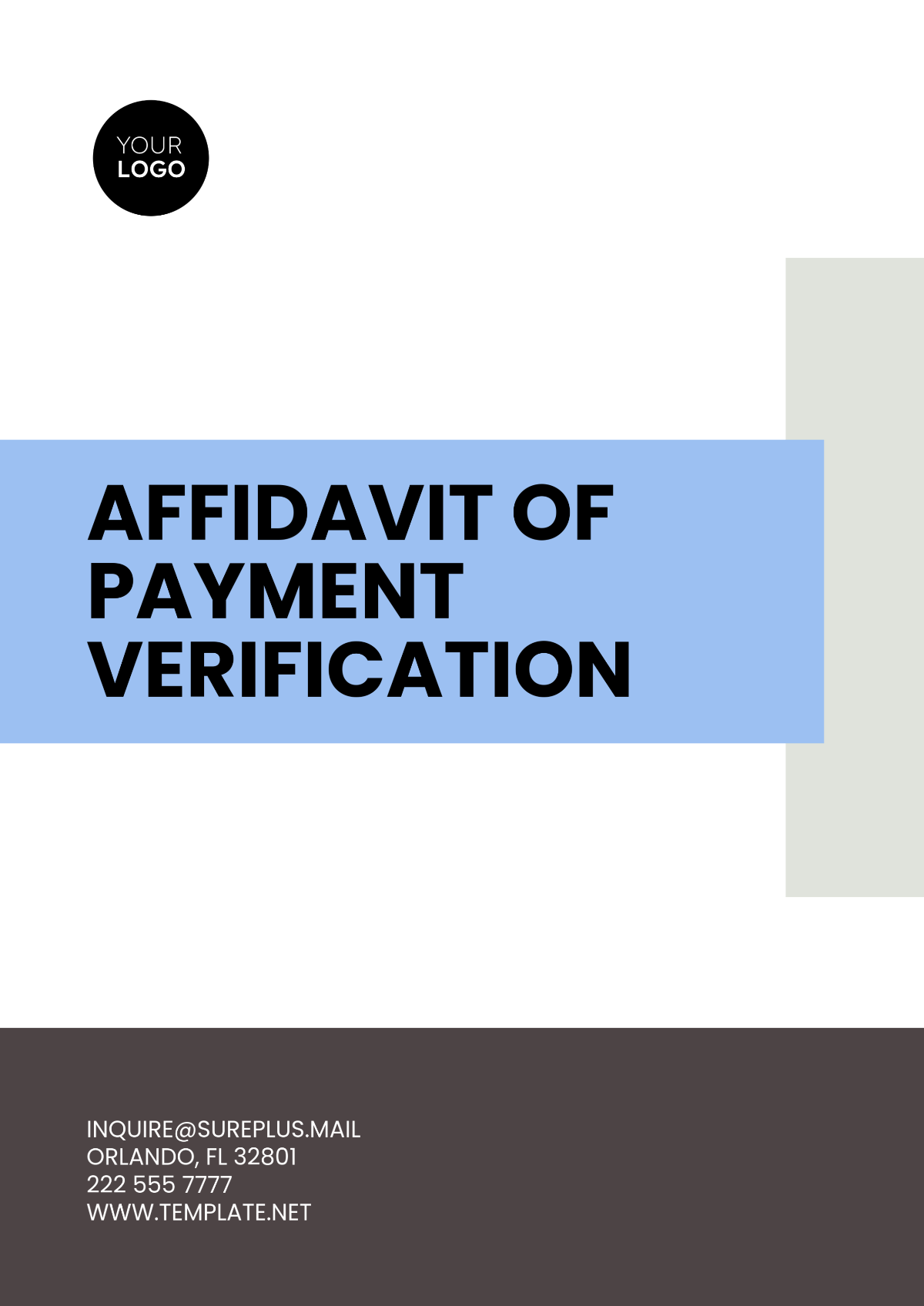 Affidavit of Payment Verification Template - Edit Online & Download