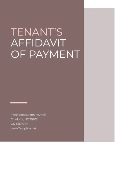 Free Tenant???s Affidavit of Payment Template to Edit Online