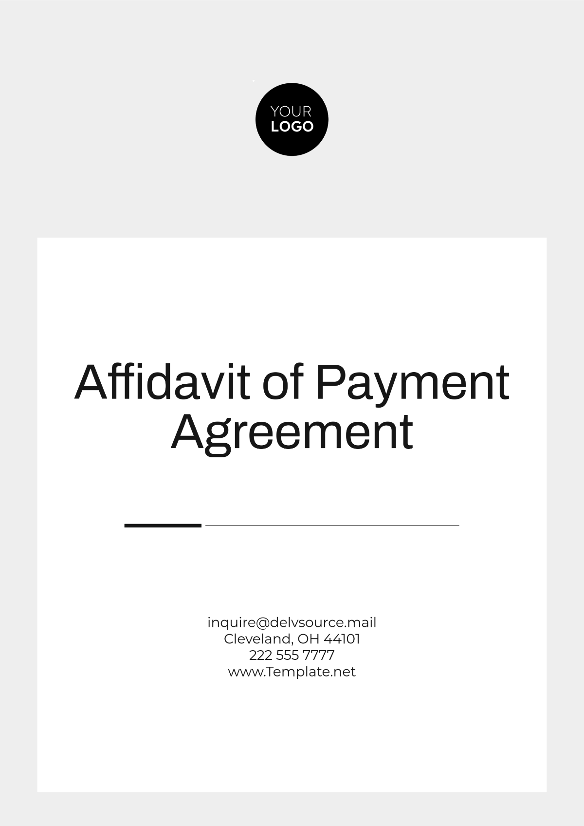 Affidavit of Payment Agreement Template - Edit Online & Download