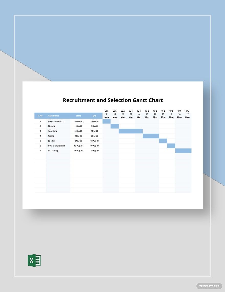 Recruitment and Selection Gantt Chart Template in Excel