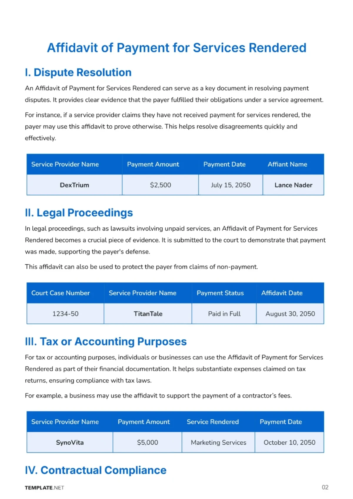 Free Affidavit of Payment for Services Rendered Template to Edit Online