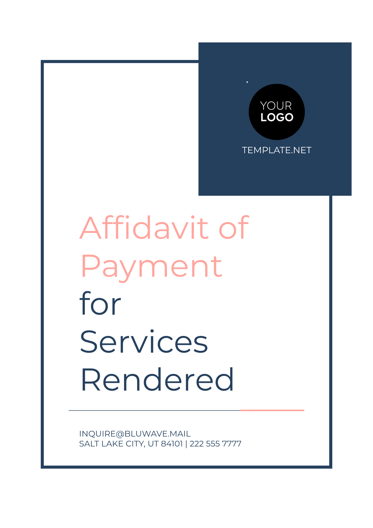 Affidavit of Payment for Services Rendered Template - Edit Online & Download