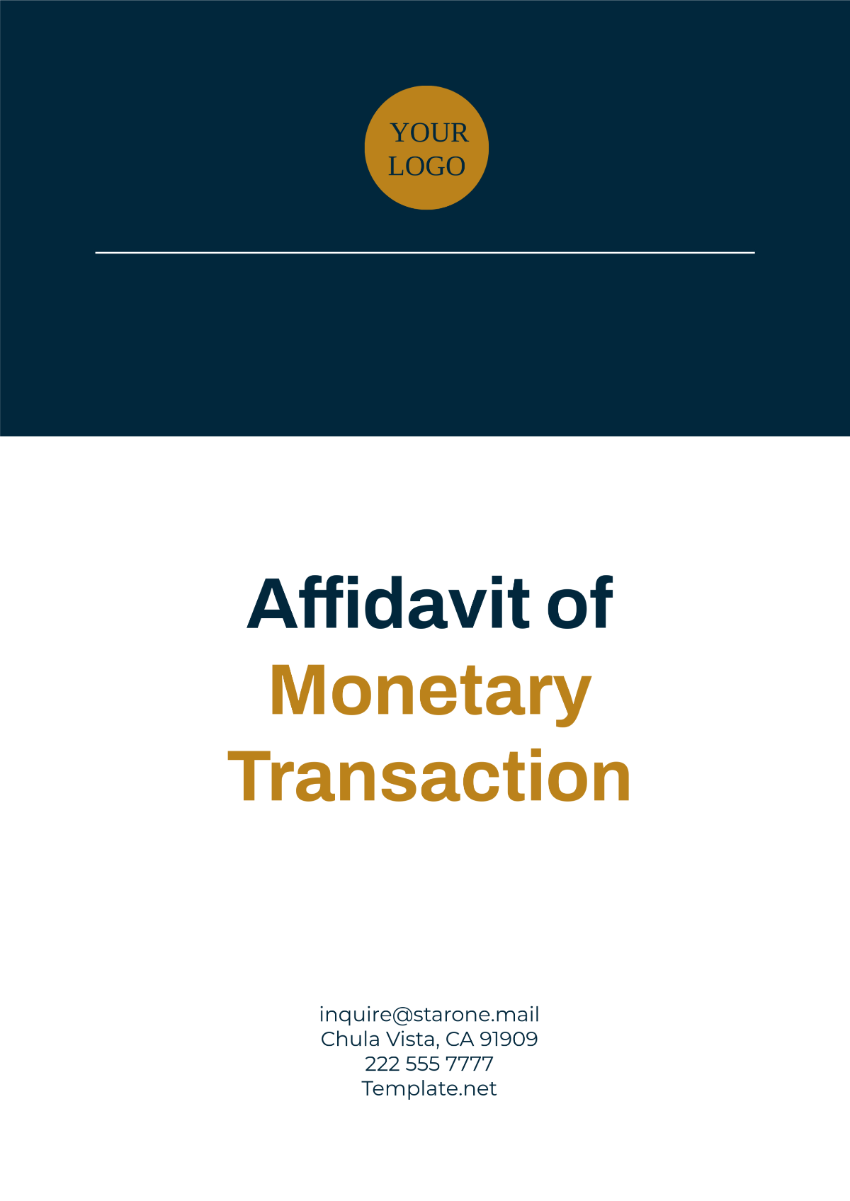 Affidavit of Monetary Transaction Design Template - Edit Online & Download