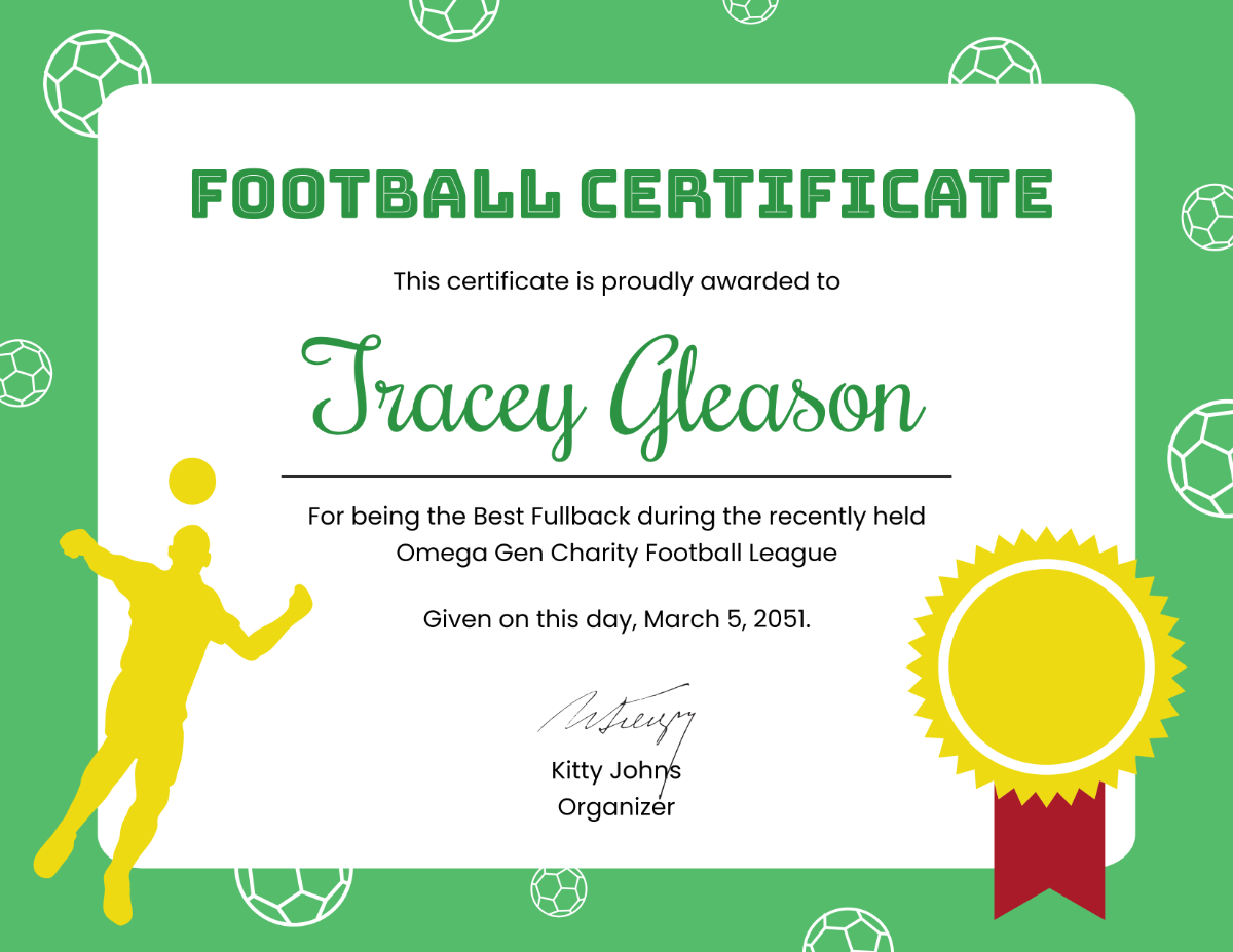 Free Football Certificate for Players Template - Edit Online & Download