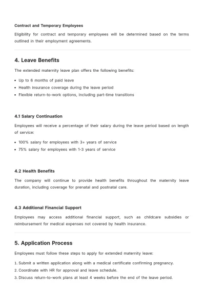 Free Simple Extended Maternity Leave Plan Template to Edit Online