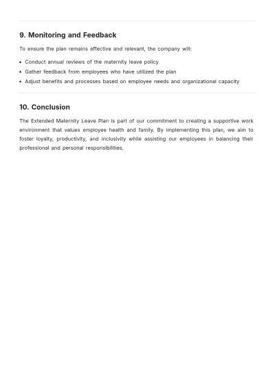 Free Simple Extended Maternity Leave Plan Template to Edit Online