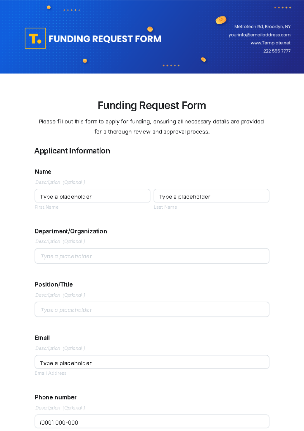 Funding Request Form Template - Edit Online & Download