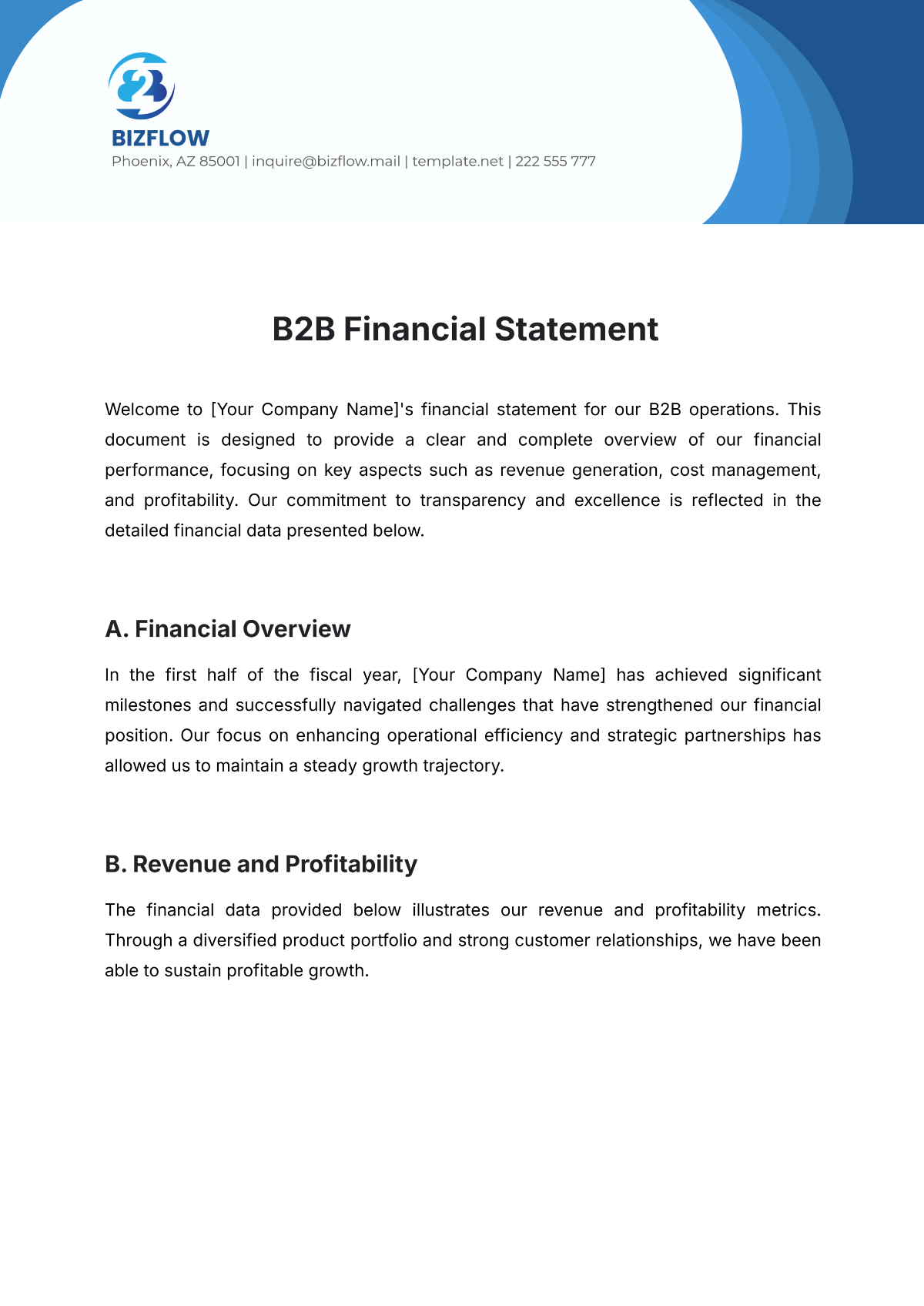 B2B Financial Statement Template - Edit Online & Download