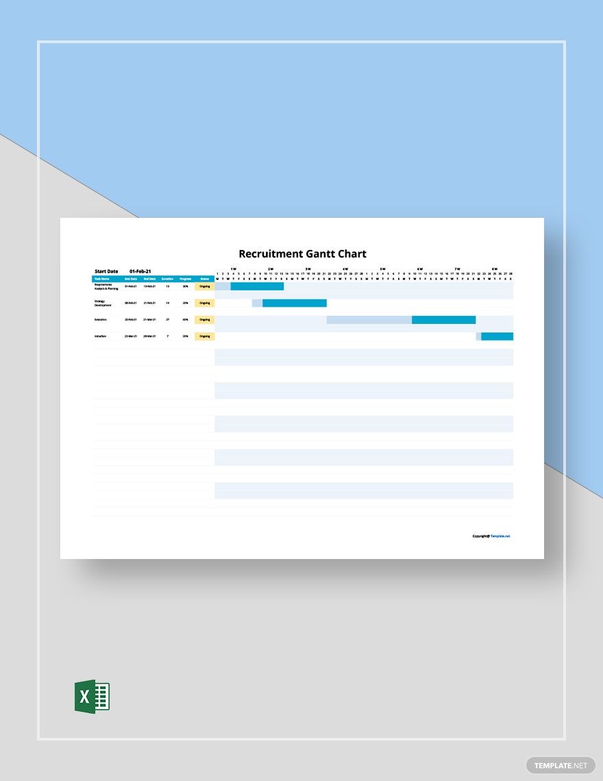 Simple Recruitment Gantt Chart Template in Excel
