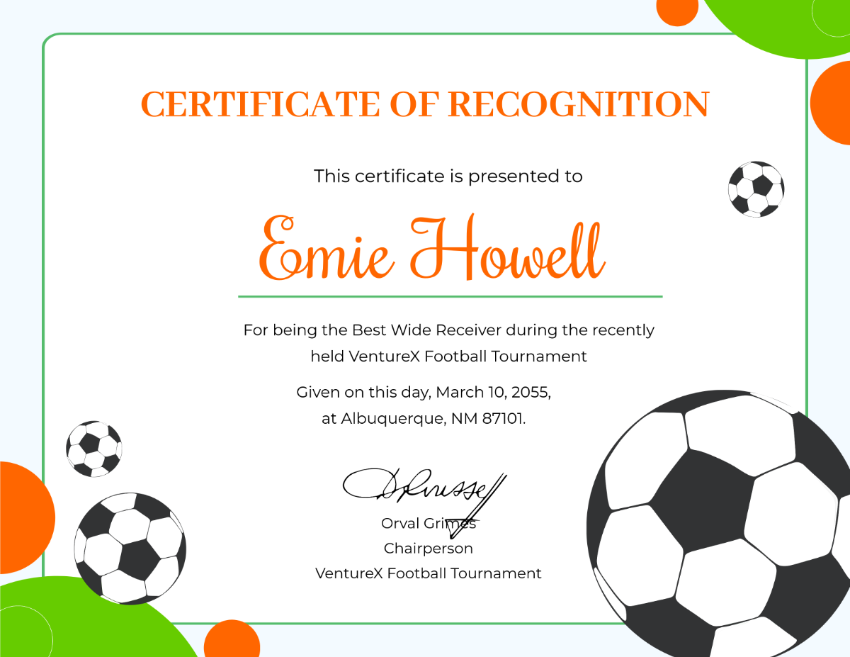 Free Modern Football Certificate Template - Edit Online & Download