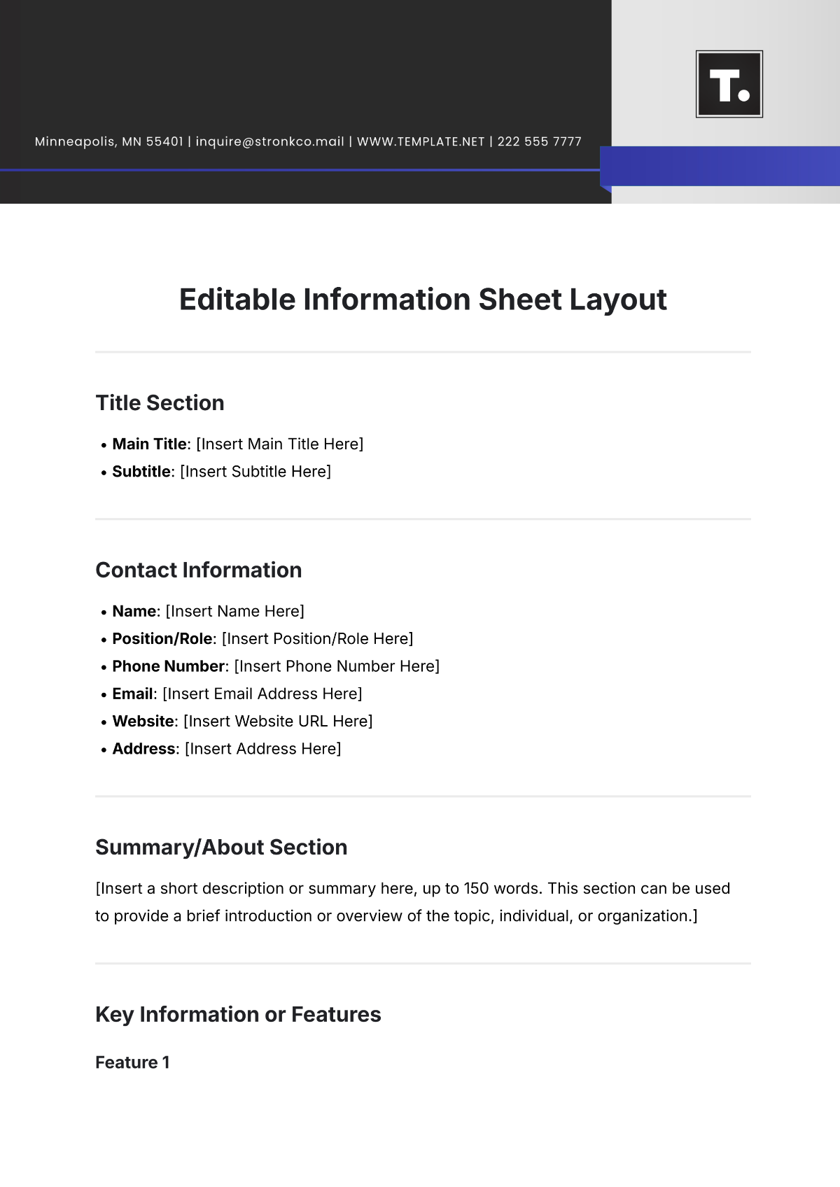 Editable Information Sheet Layout Template - Edit Online & Download