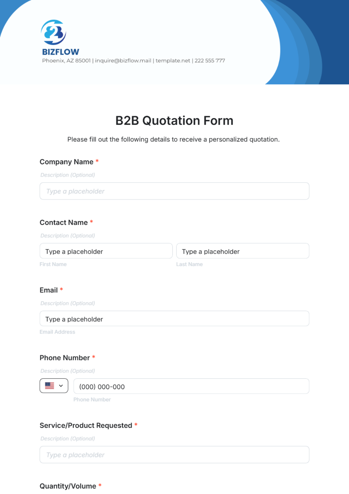 B2B Quotation Form Template - Edit Online & Download