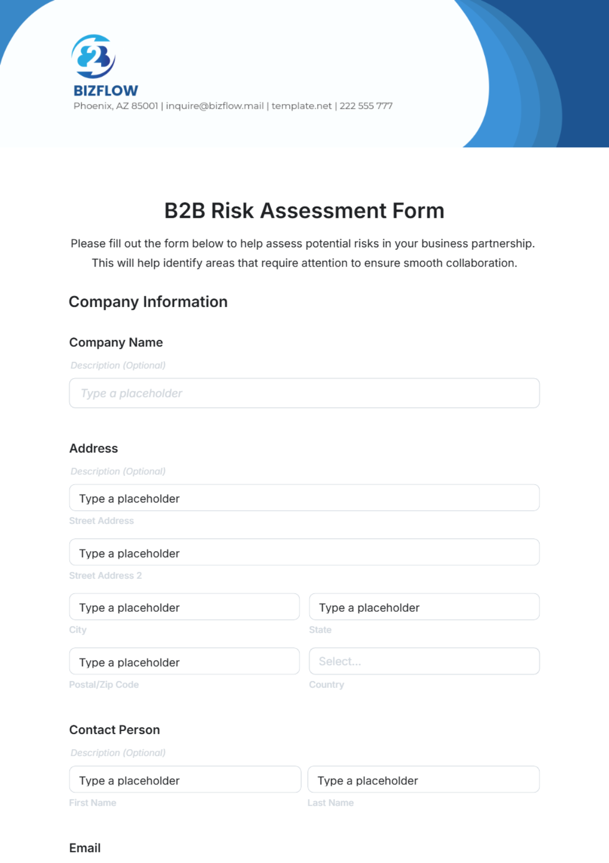 Free B2B Risk Assessment Form Template