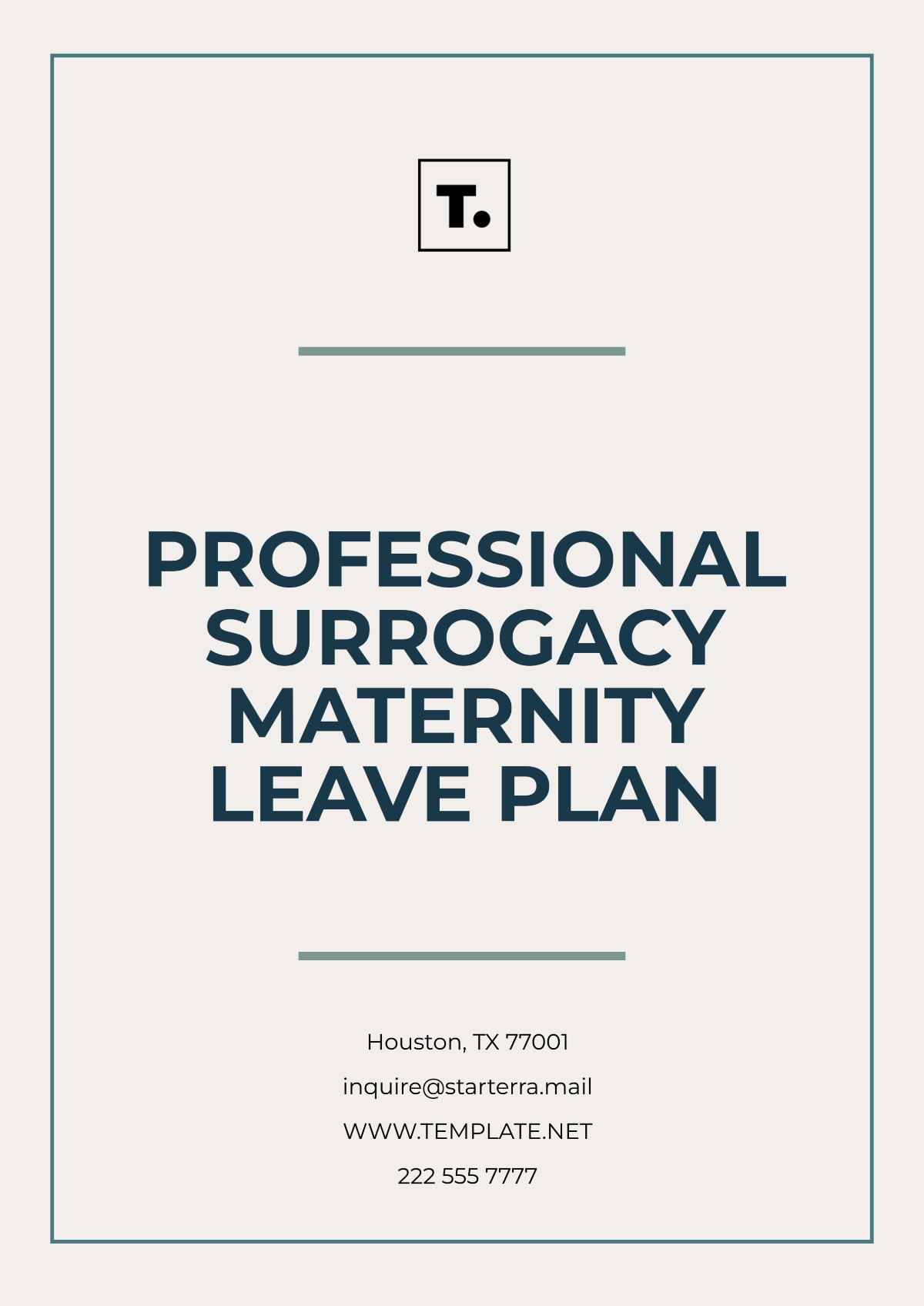 Professional Surrogacy Maternity Leave Plan Template